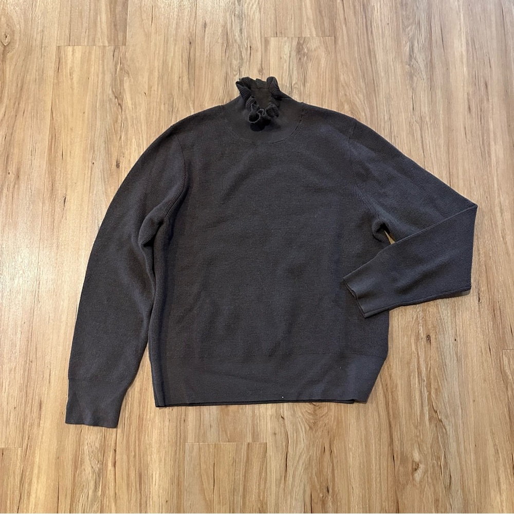 J Crew Merino Wool Ruffle Neck Sweater
